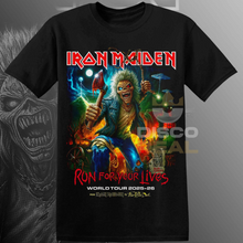 Cargar imagen en el visor de la galería, PACK POLERAS IRON MAIDEN - RUN FOR YOUR LIVES 2025 - 2026 (SOLO TALLAS UNISEX)
